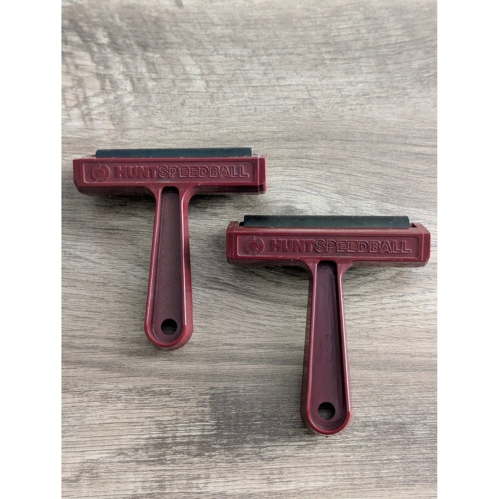 Hunt Speedball Soft Rubber Set of 2 Brayers Printmaking Ink Rollers 4 Inch